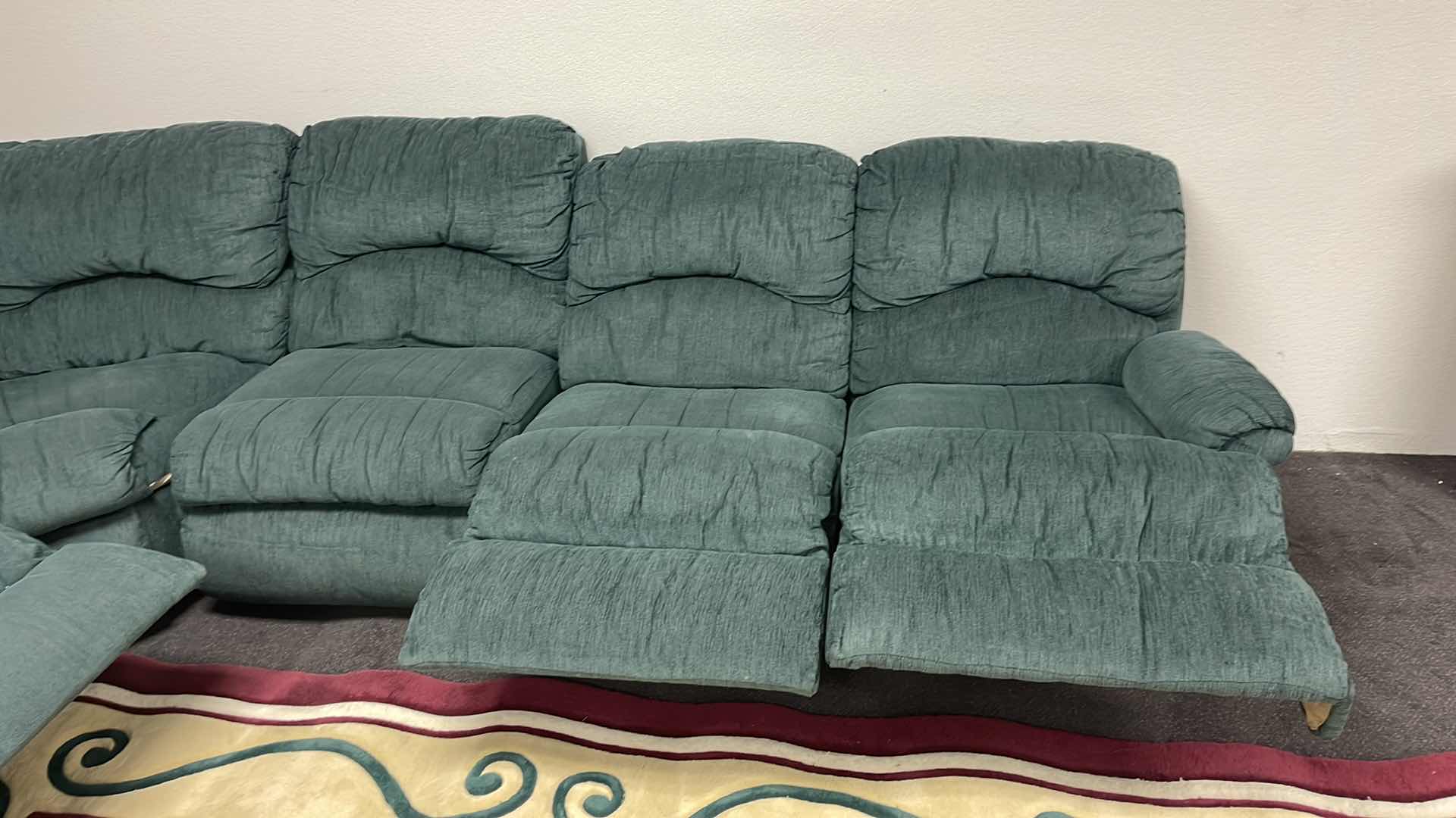 Photo 5 of GREEN SECTIONAL RECLINING SOFA 125” X 95”