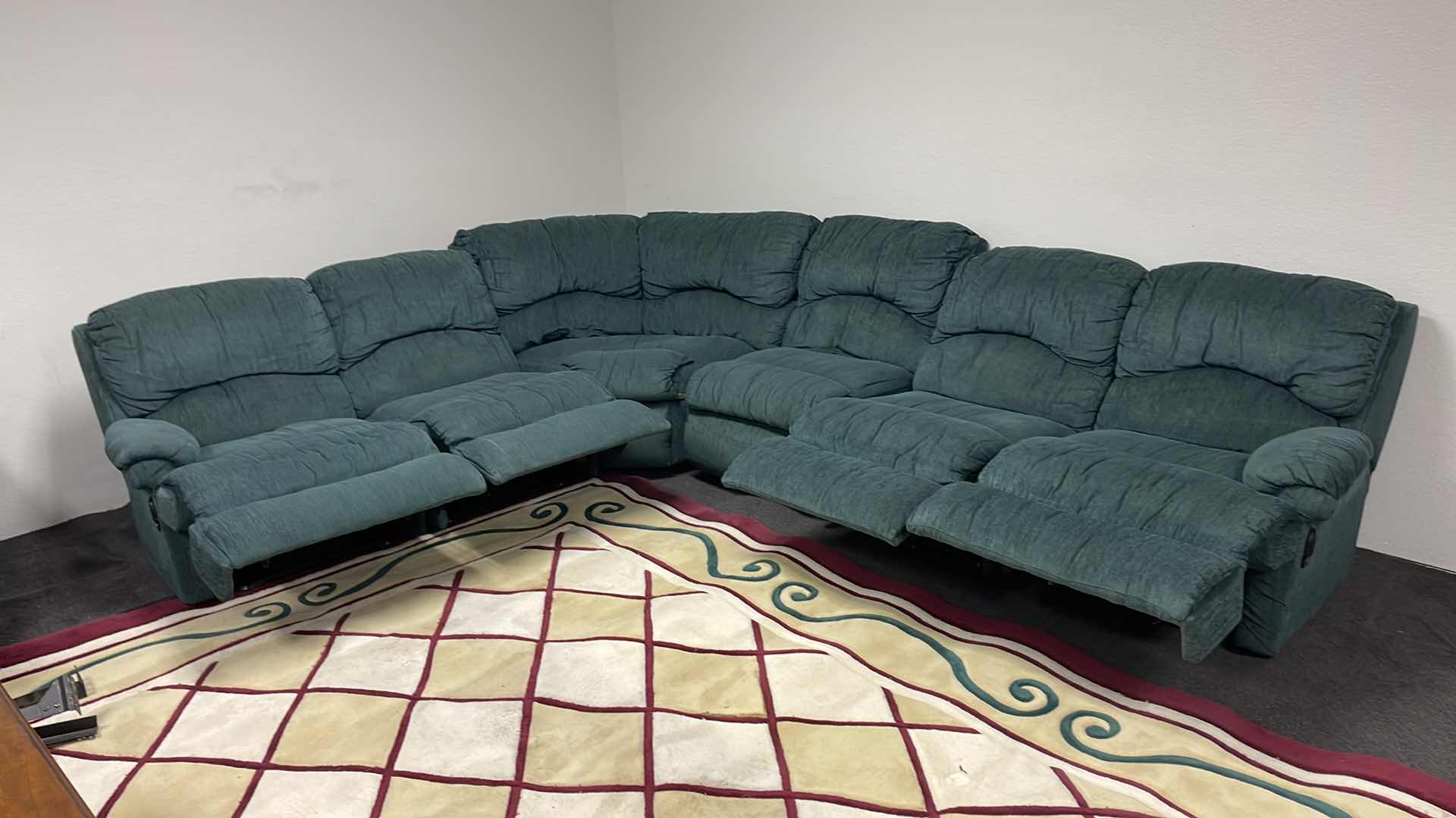 Photo 4 of GREEN SECTIONAL RECLINING SOFA 125” X 95”