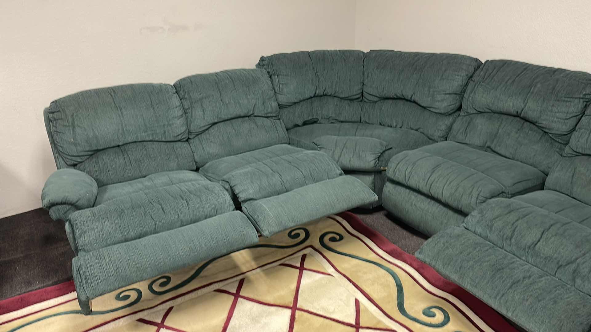 Photo 6 of GREEN SECTIONAL RECLINING SOFA 125” X 95”