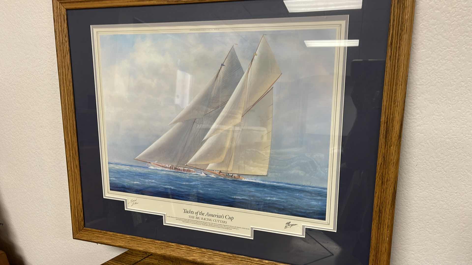 Photo 1 of WOOD FRAMED YACHTS OF THE AMERICAN CUP “THE BIG RACING CUTTERS” W AUTOGRAPHS 30” X 25”