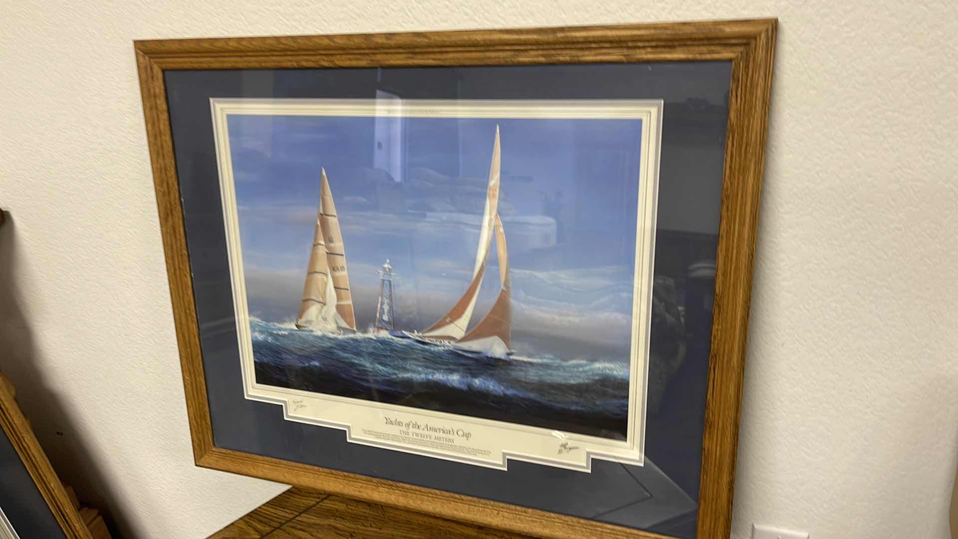 Photo 1 of WOOD FRAMED YACHTS OF THE AMERICAN CUP “THE WELVE METERS” W AUTOGRAPHS 30” X 25”