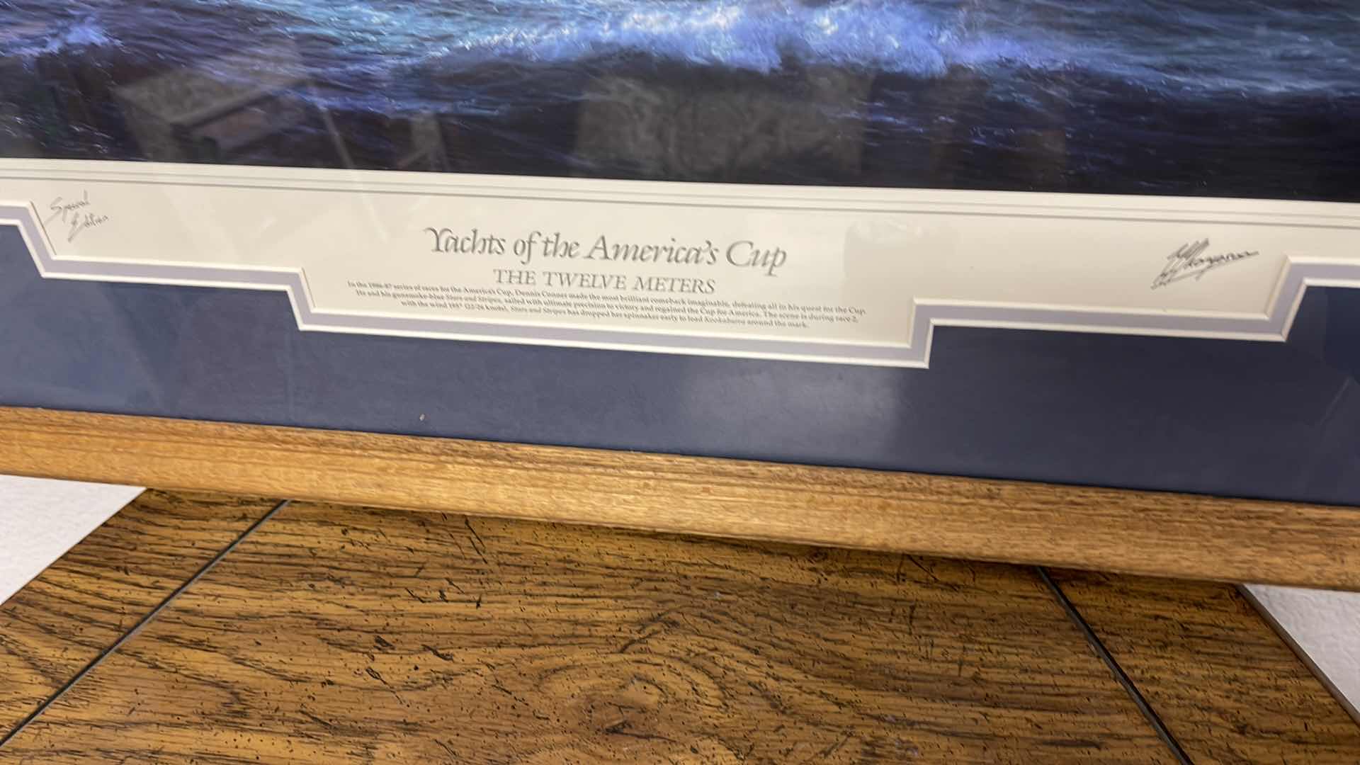 Photo 3 of WOOD FRAMED YACHTS OF THE AMERICAN CUP “THE WELVE METERS” W AUTOGRAPHS 30” X 25”