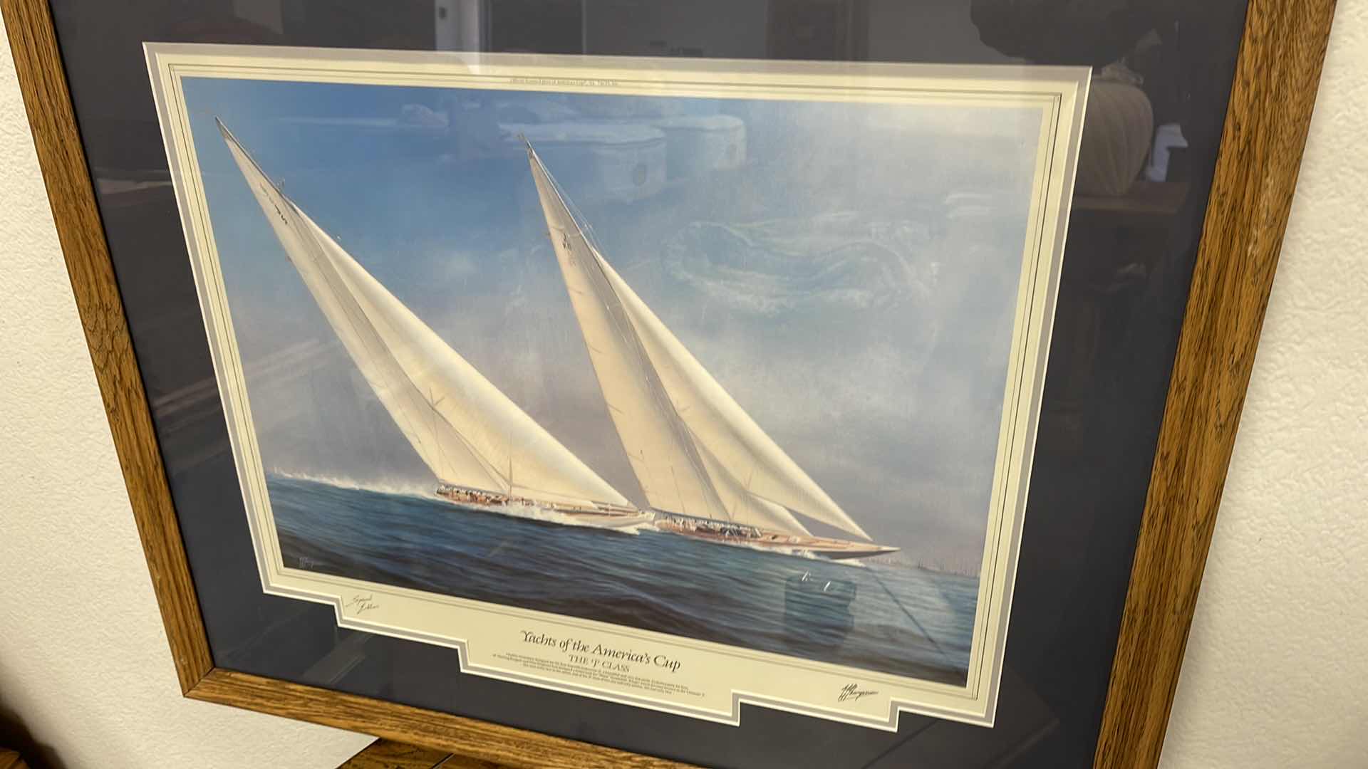 Photo 2 of WOOD FRAMED YACHTS OF THE AMERICAN CUP “THE P CLASS” W AUTOGRAPHS 30” X 25”