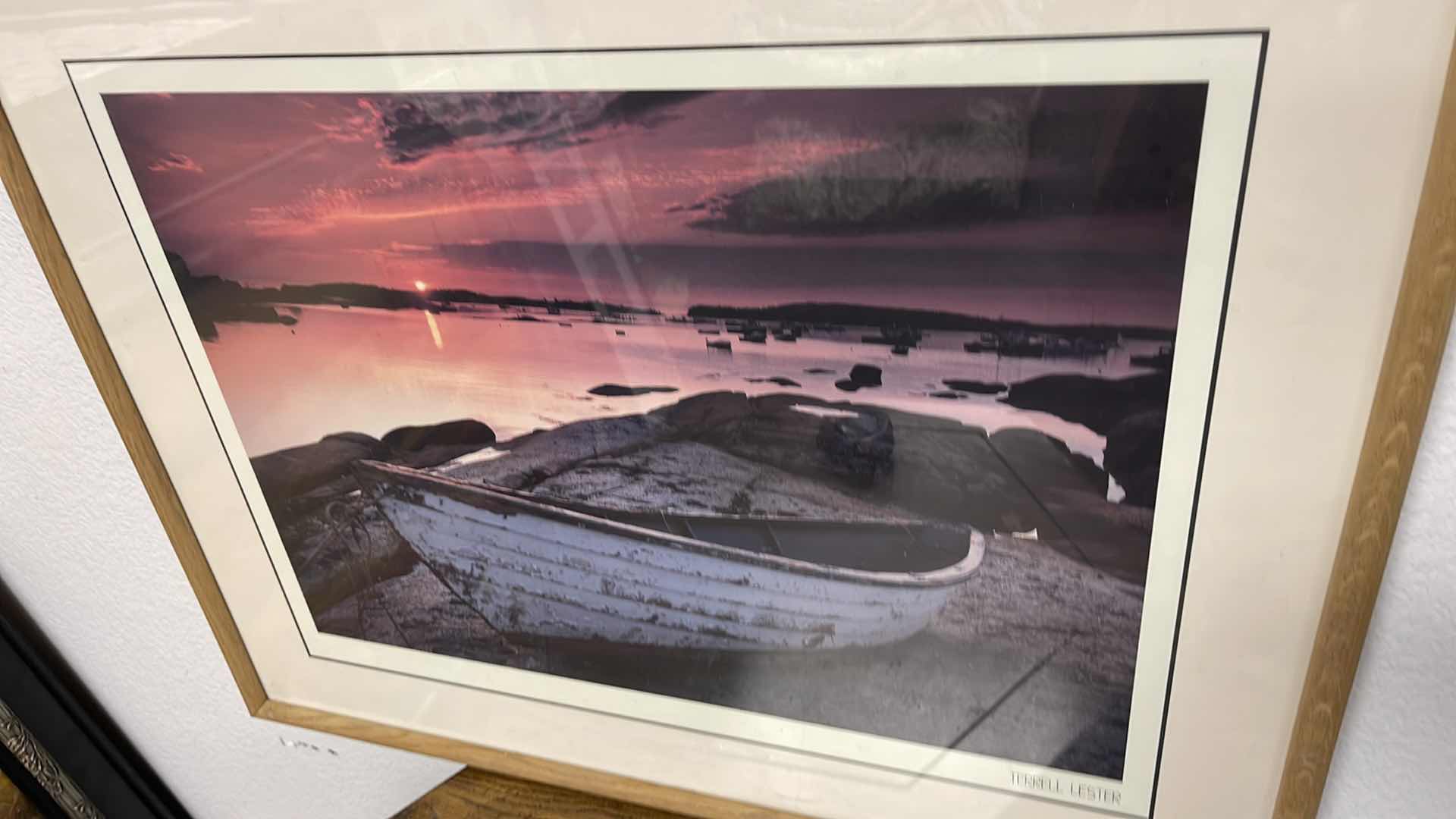 Photo 2 of WOOD FRAMED BOAT PICTURE 29” X 23”