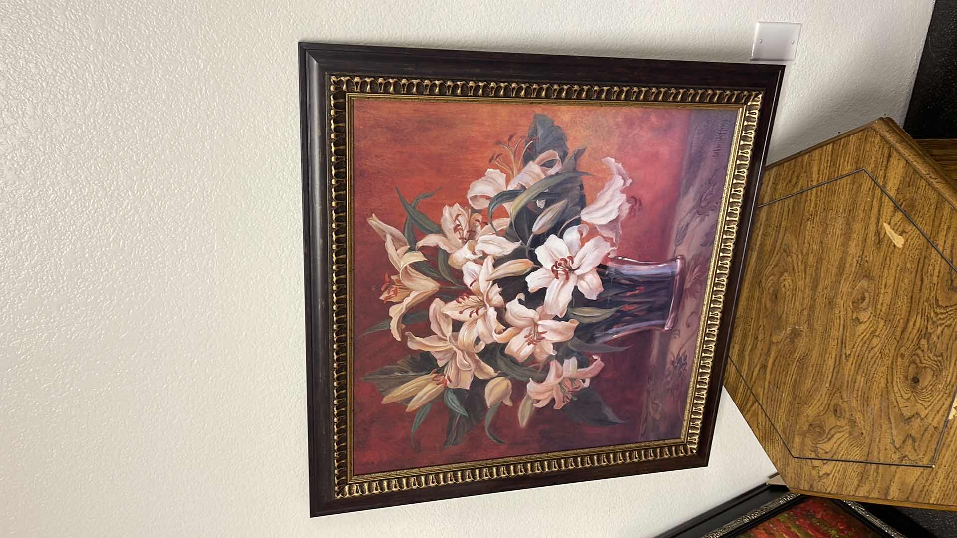 Photo 2 of FLORAL OIL PAINTING SIGNED BY JILLIAN JEFFREY 33” X 33”