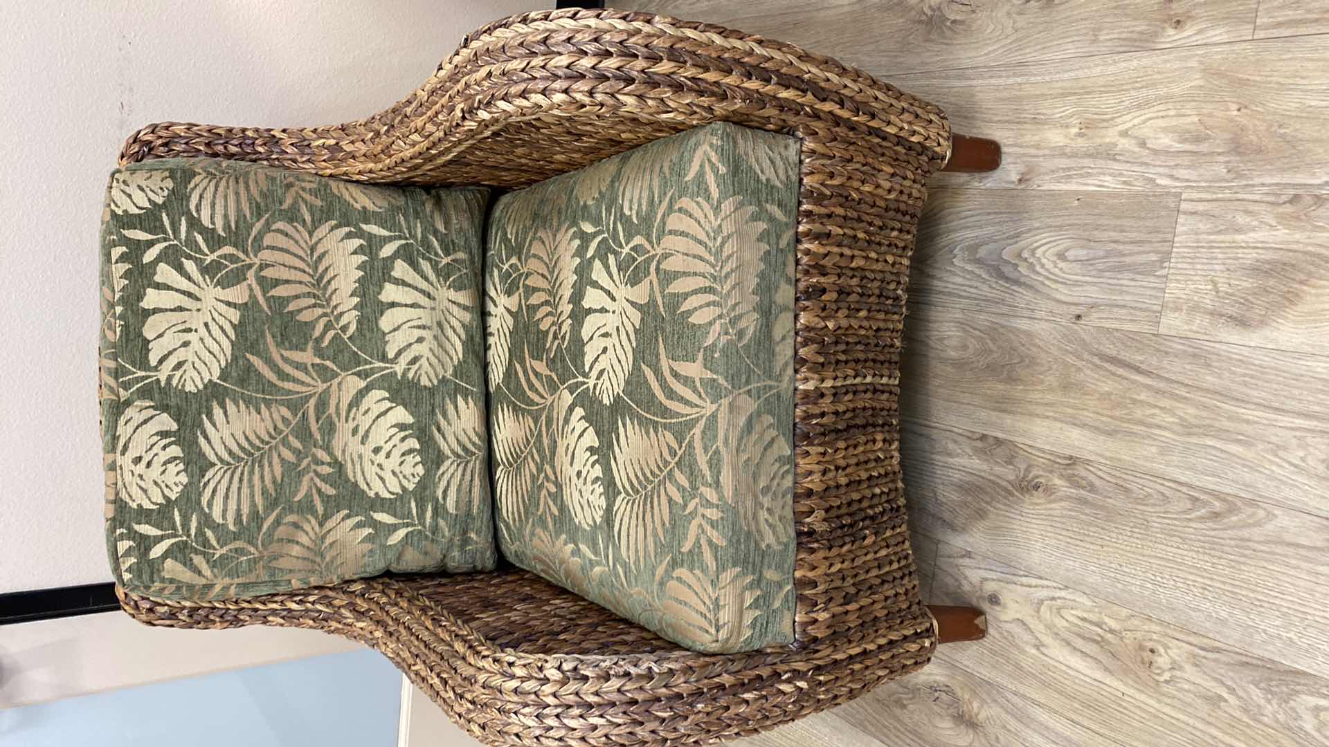 Photo 5 of TOMMY BAHAMA CHAIR GREEN AND GOLD TROPICAL UPHOLSTERY WITH RATTAN