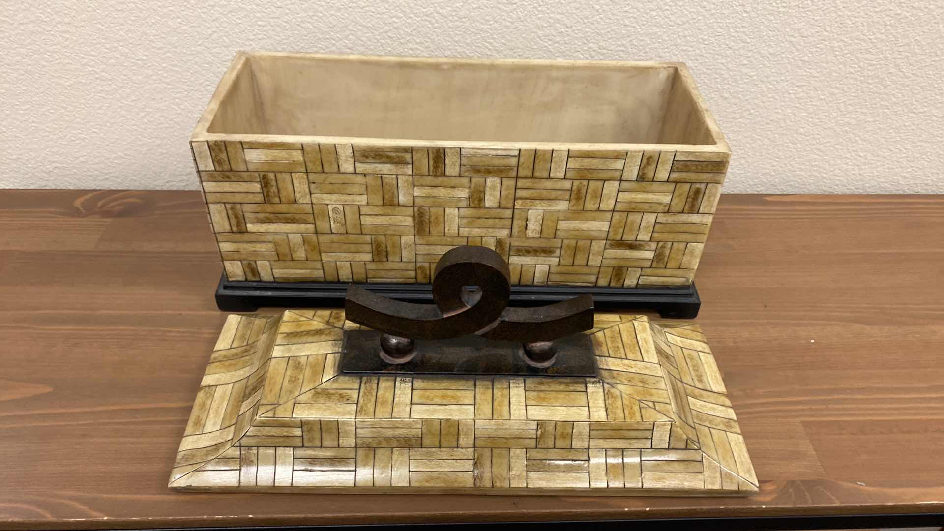 Photo 2 of WOOD AND IRON HOME DECOR BOX WITH REMOVABLE LID 16” X 6” H11”