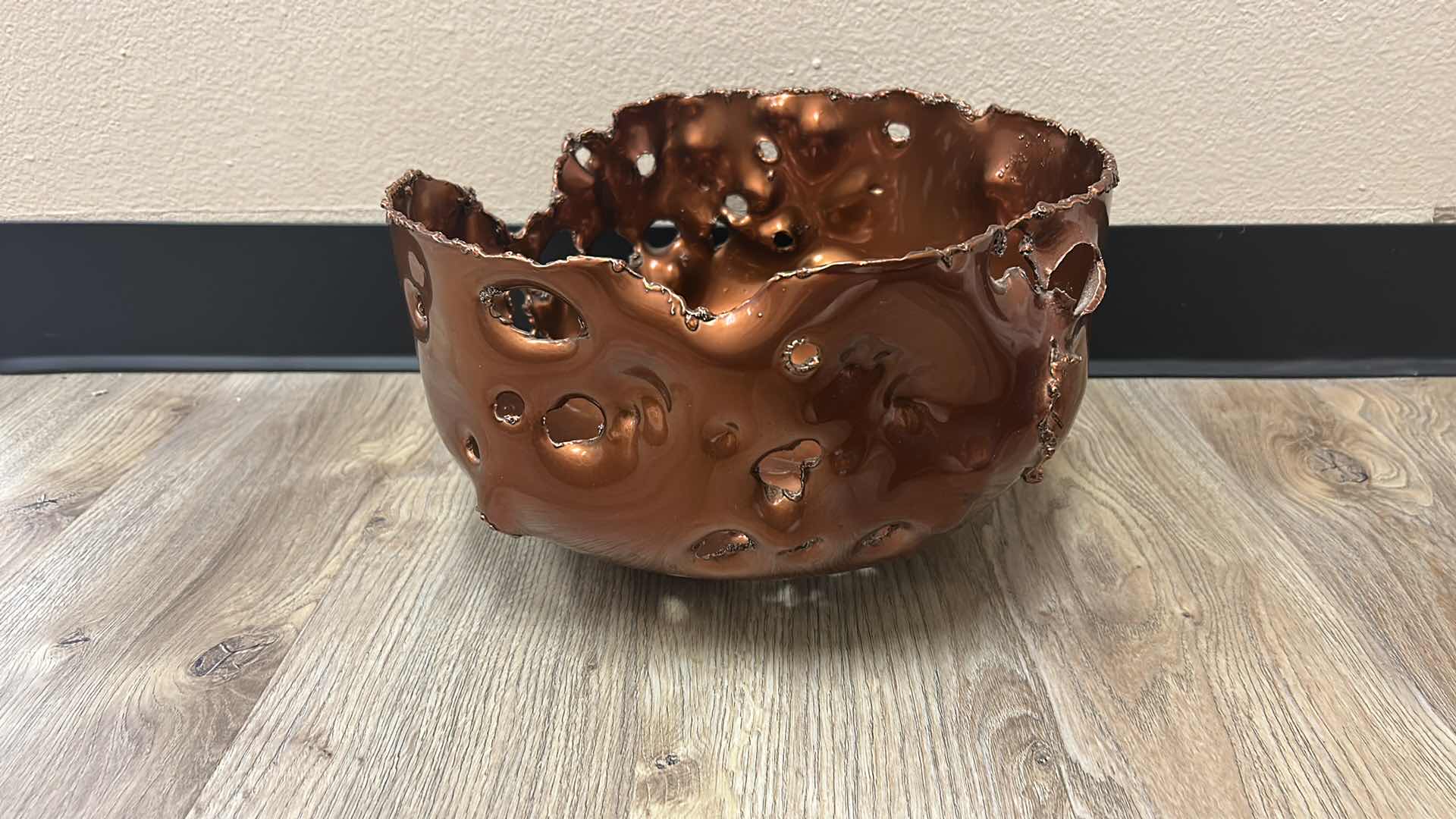 Photo 3 of ABSTRACT SCULPTURED COPPER BOWL 12” x 7.5”