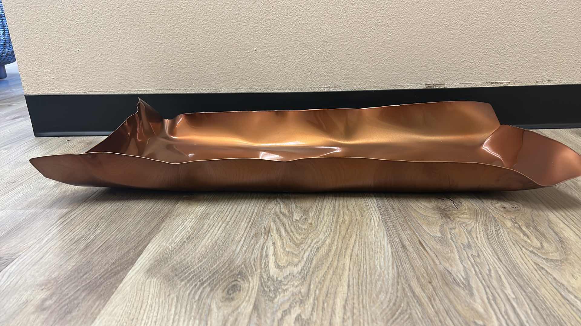 Photo 2 of ABSTRACT SCULPTURED COPPER TRAY 28” x 12” x H3”