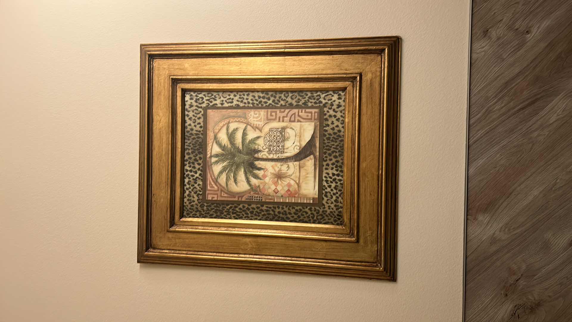 Photo 4 of WOOD FRAMED AGED GOLD “PALM TREE” BY TOMMY BAHAMA ARTWORK 27” x 31”