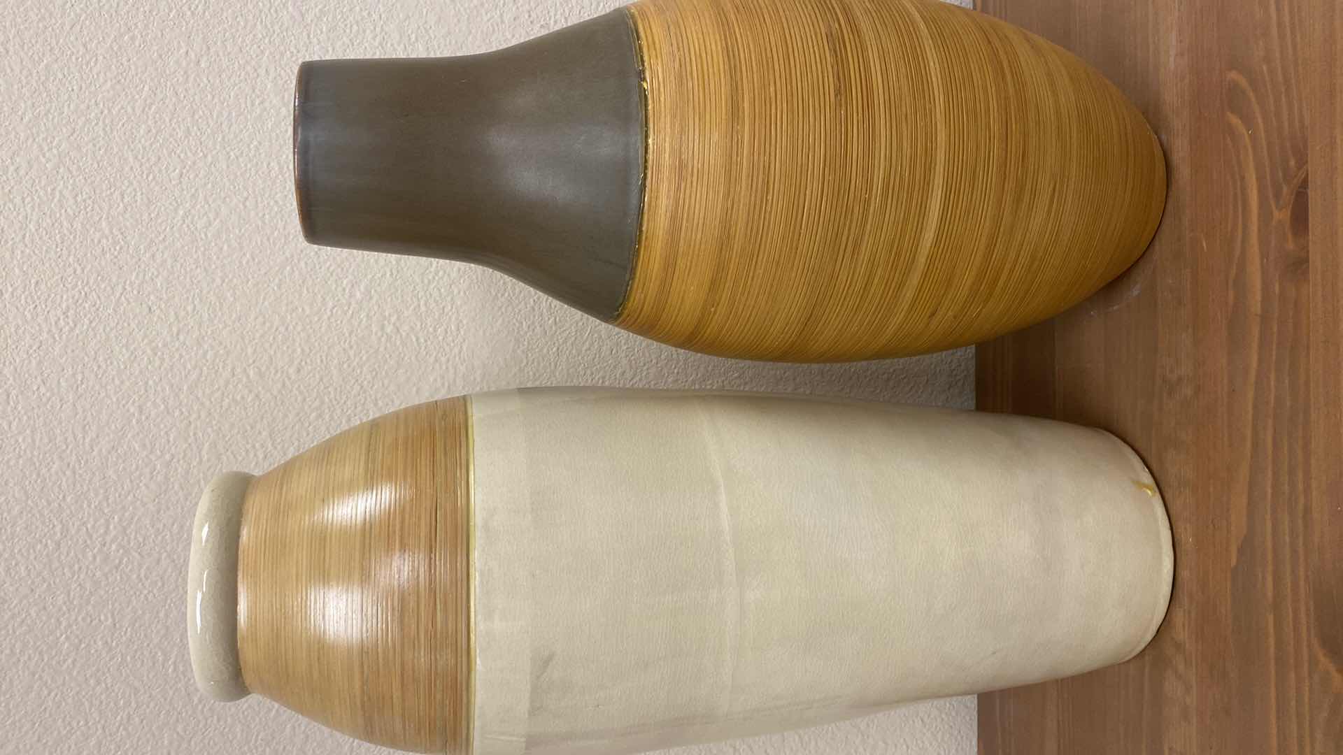 Photo 1 of PAIR OF CERAMIC VASES TALLEST 20”