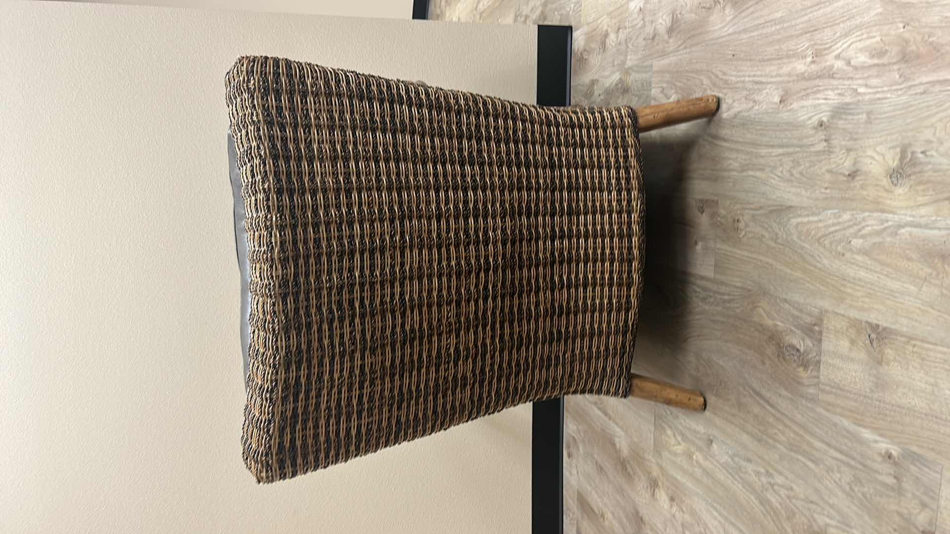 Photo 3 of RATTAN CHAIR WITH LEATHER CUSHIONS BY TOMMY BAHAMA 30” x 32” x H35”