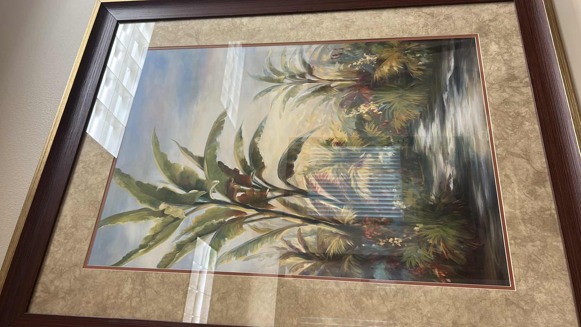 Photo 2 of WOOD FRAMED “TROPICAL” ARTWORK 35” x  45”