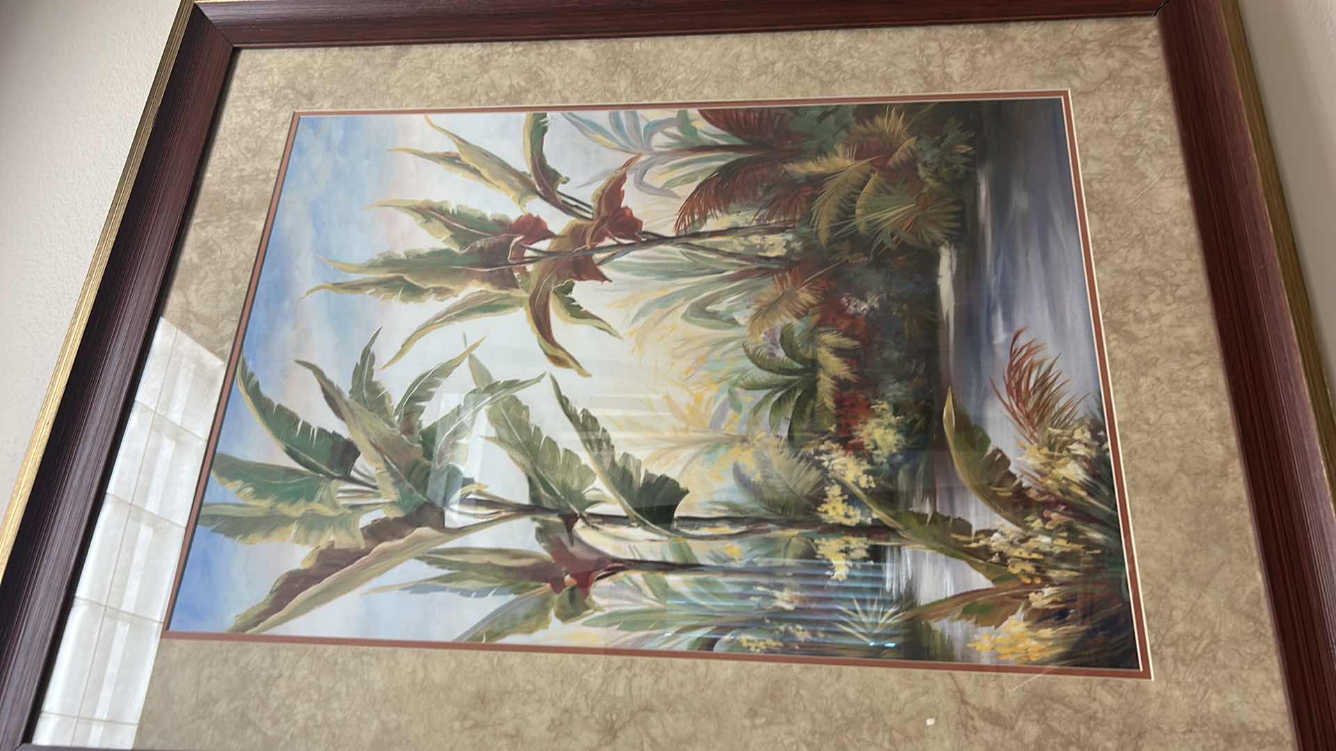 Photo 2 of WOOD FRAMED “TROPICAL” ARTWORK 35” x  45”