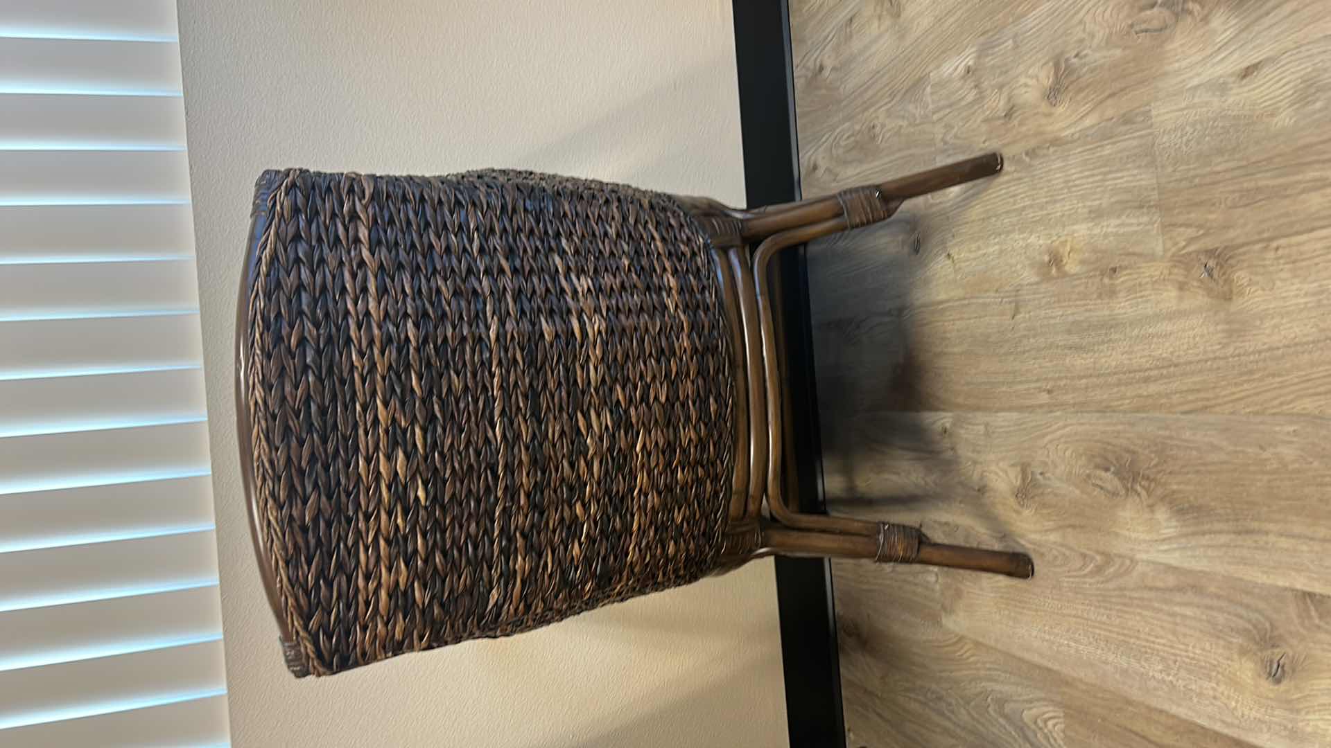 Photo 3 of RATTAN CHAIR WITH GREEN PALM TREE UPHOLSTERY 24.50 x 24.5” x H33