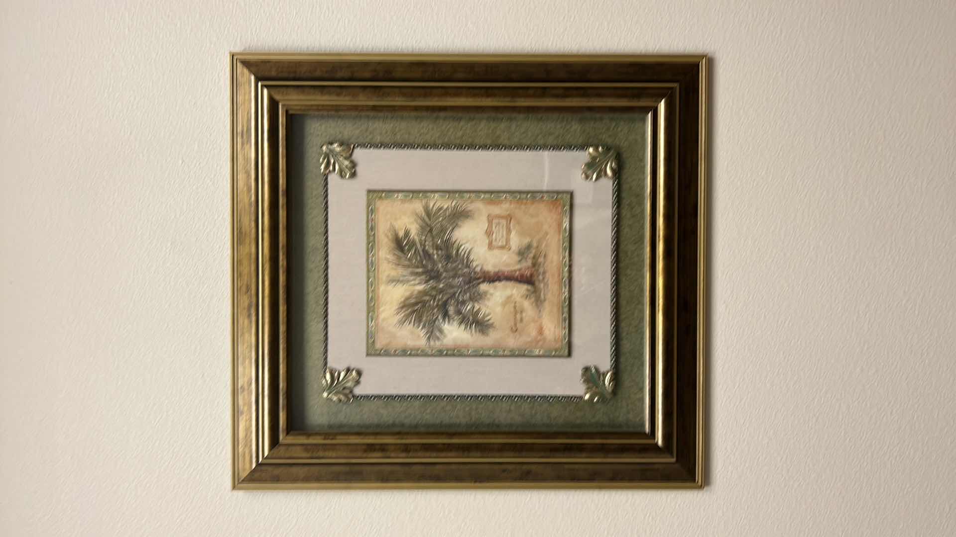 Photo 6 of GOLD TONED FRAMED DIMENSIONAL SHADOW BOX "PALM TREE" ARTWORK 23” x 25”