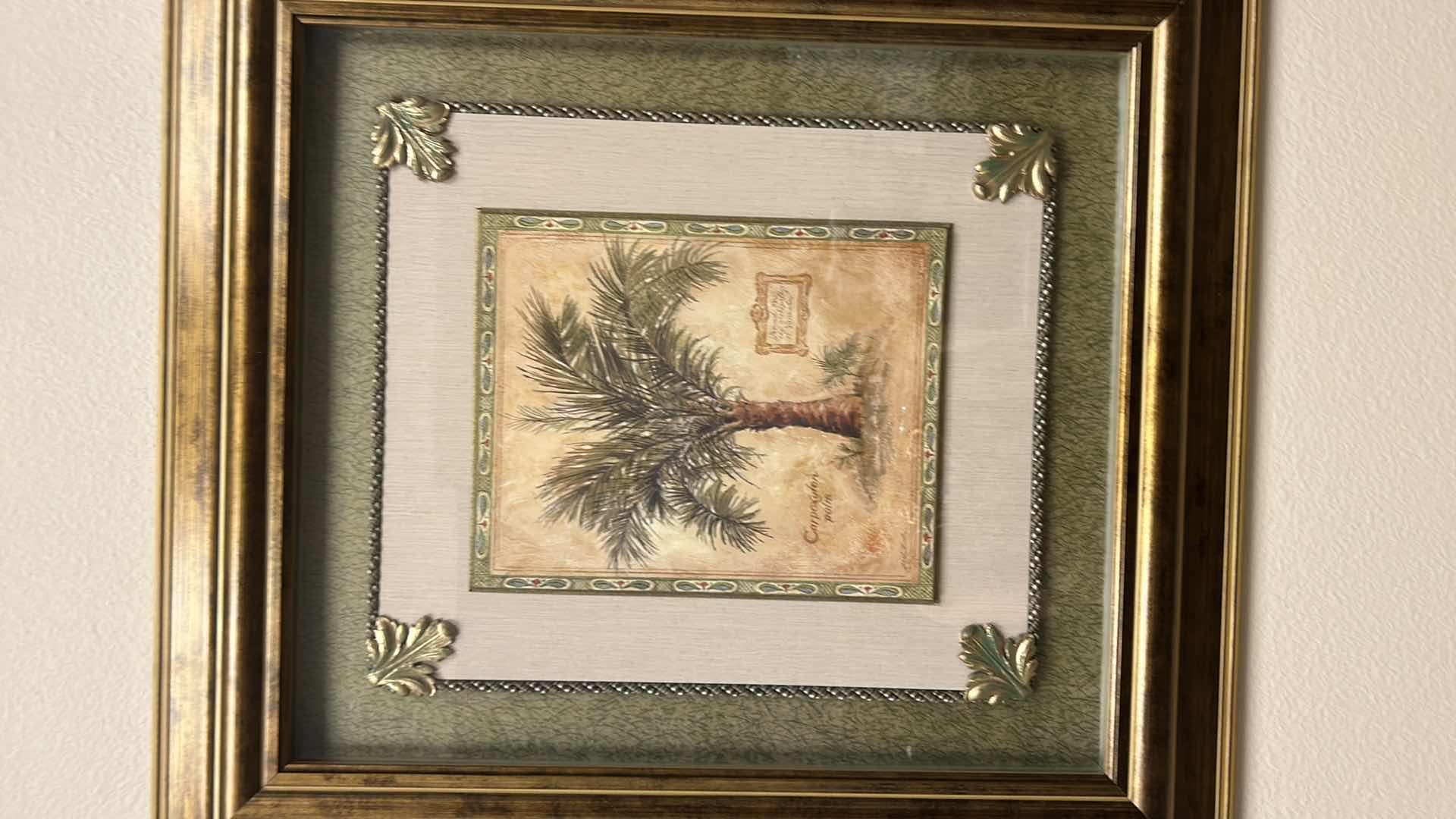 Photo 2 of GOLD TONED FRAMED DIMENSIONAL SHADOW BOX "PALM TREE" ARTWORK 23” x 25”