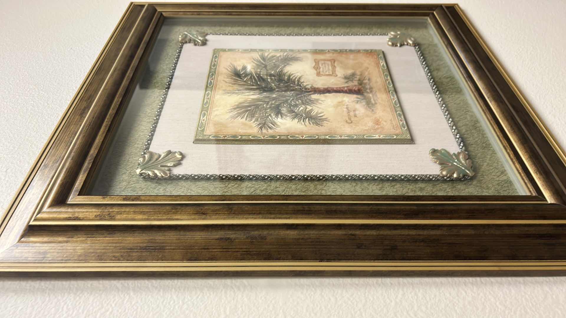 Photo 4 of GOLD TONED FRAMED DIMENSIONAL SHADOW BOX "PALM TREE" ARTWORK 23” x 25”