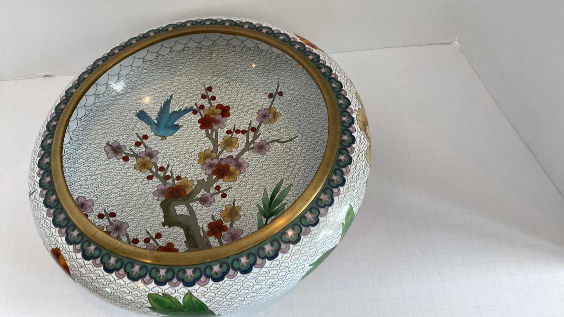 Photo 2 of VINTAGE JINGFA CLOISONNÉ BOWL 12”