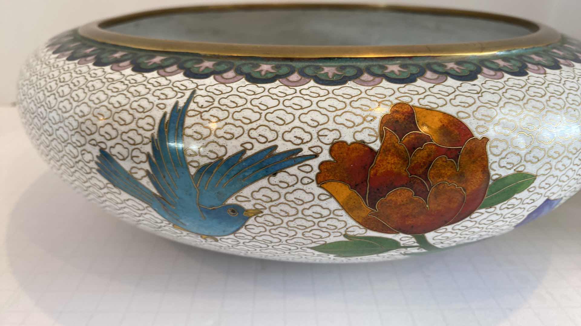 Photo 4 of VINTAGE JINGFA CLOISONNÉ BOWL 12”