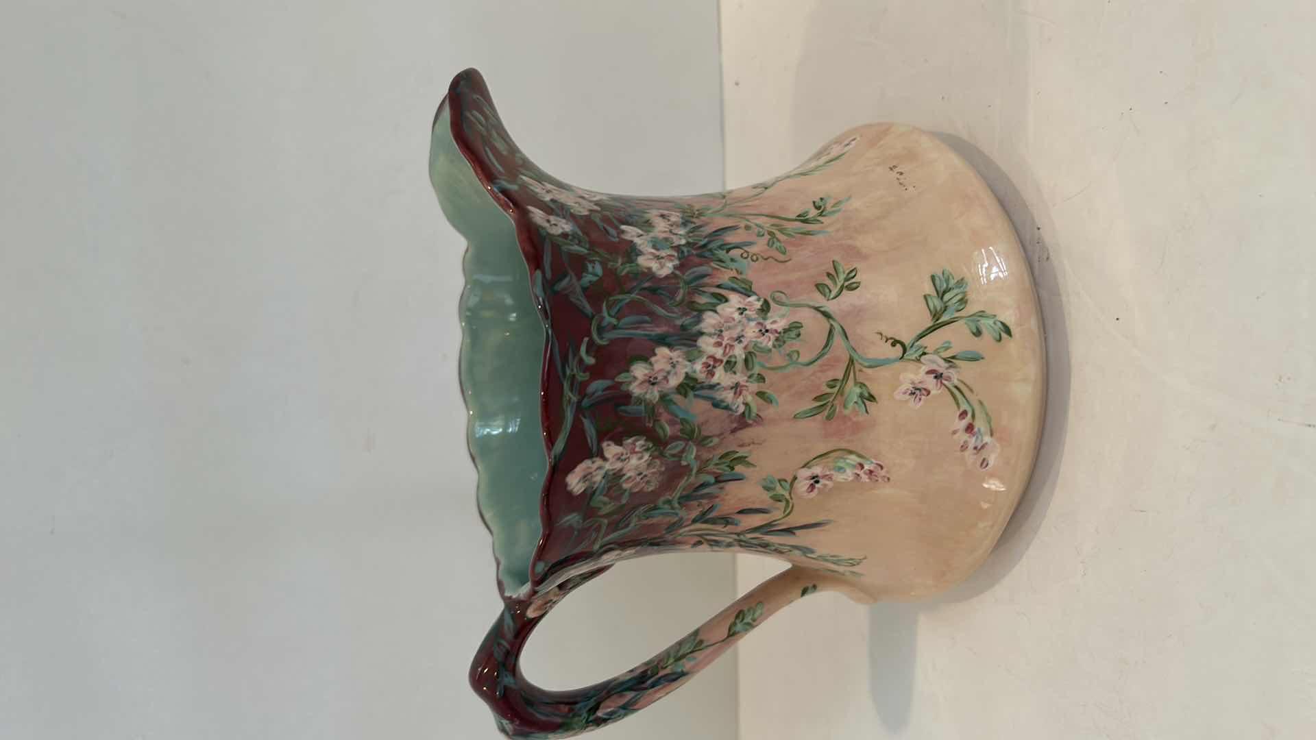 Photo 4 of HAND PAINTED SIGNED DATED PORCELAIN PITCHER H7”