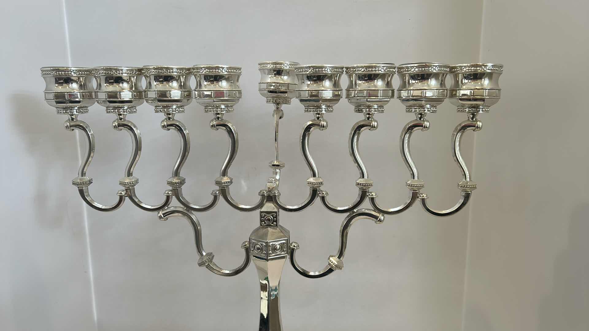 Photo 4 of ORNATE SILVER MENORAH 19” x H22”