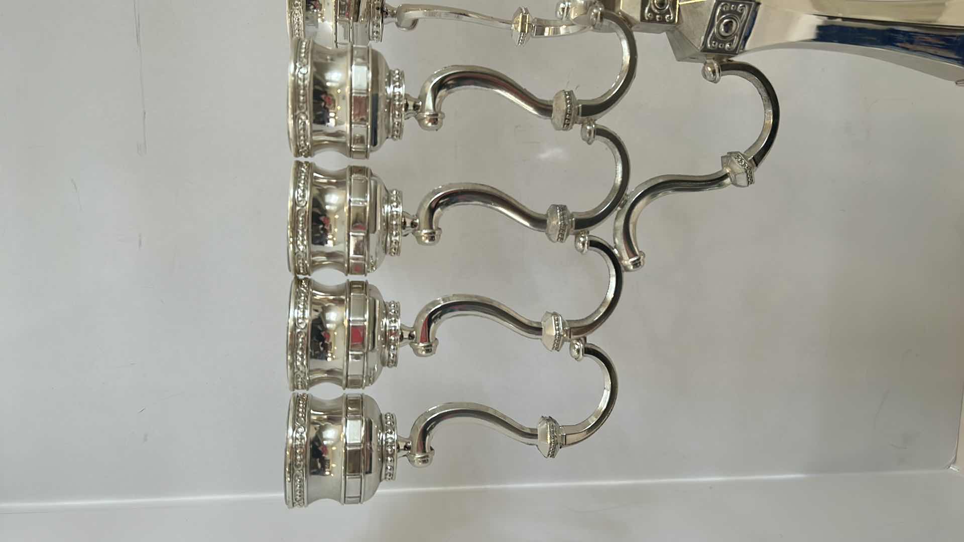 Photo 3 of ORNATE SILVER MENORAH 19” x H22”