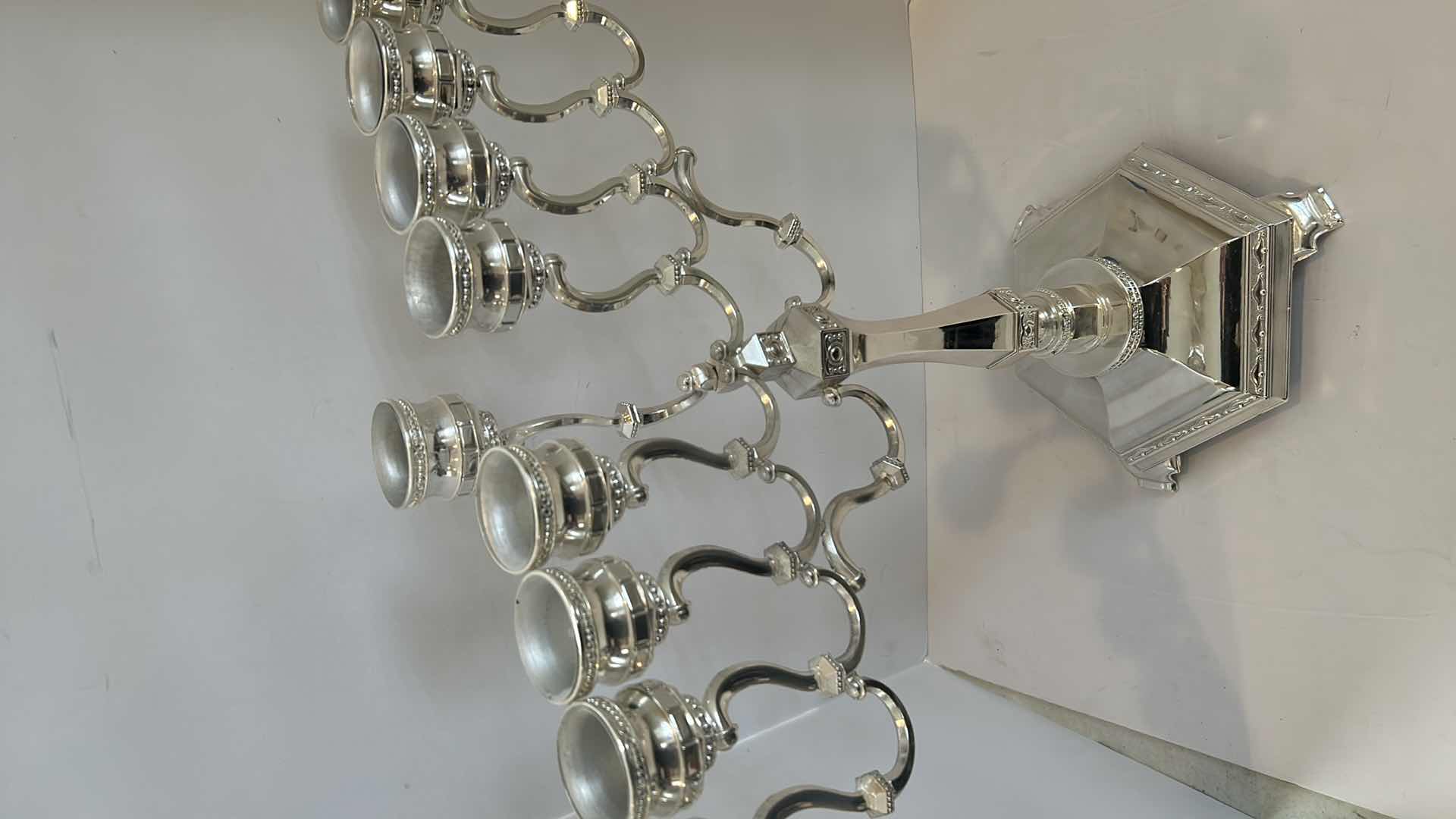 Photo 6 of ORNATE SILVER MENORAH 19” x H22”