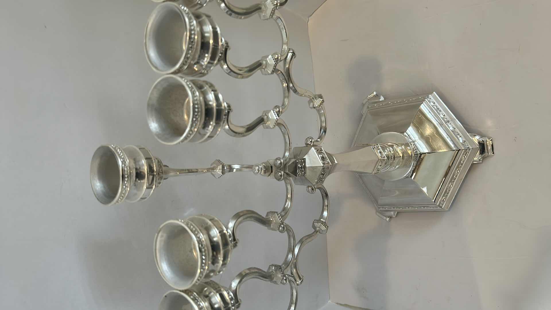 Photo 5 of ORNATE SILVER MENORAH 19” x H22”