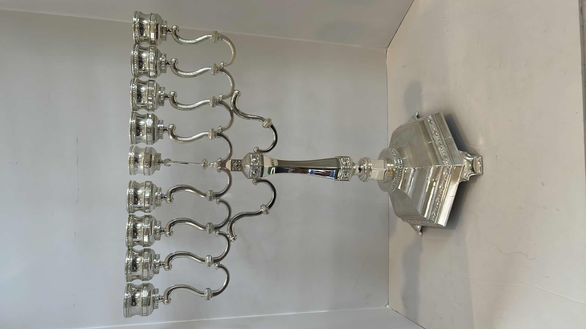 Photo 9 of ORNATE SILVER MENORAH 19” x H22”