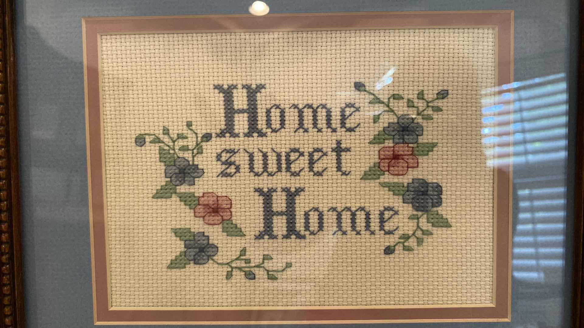 Photo 2 of WOOD FRAMED NEEDLEPOINT HOME SWEET HOME 13” X 11”