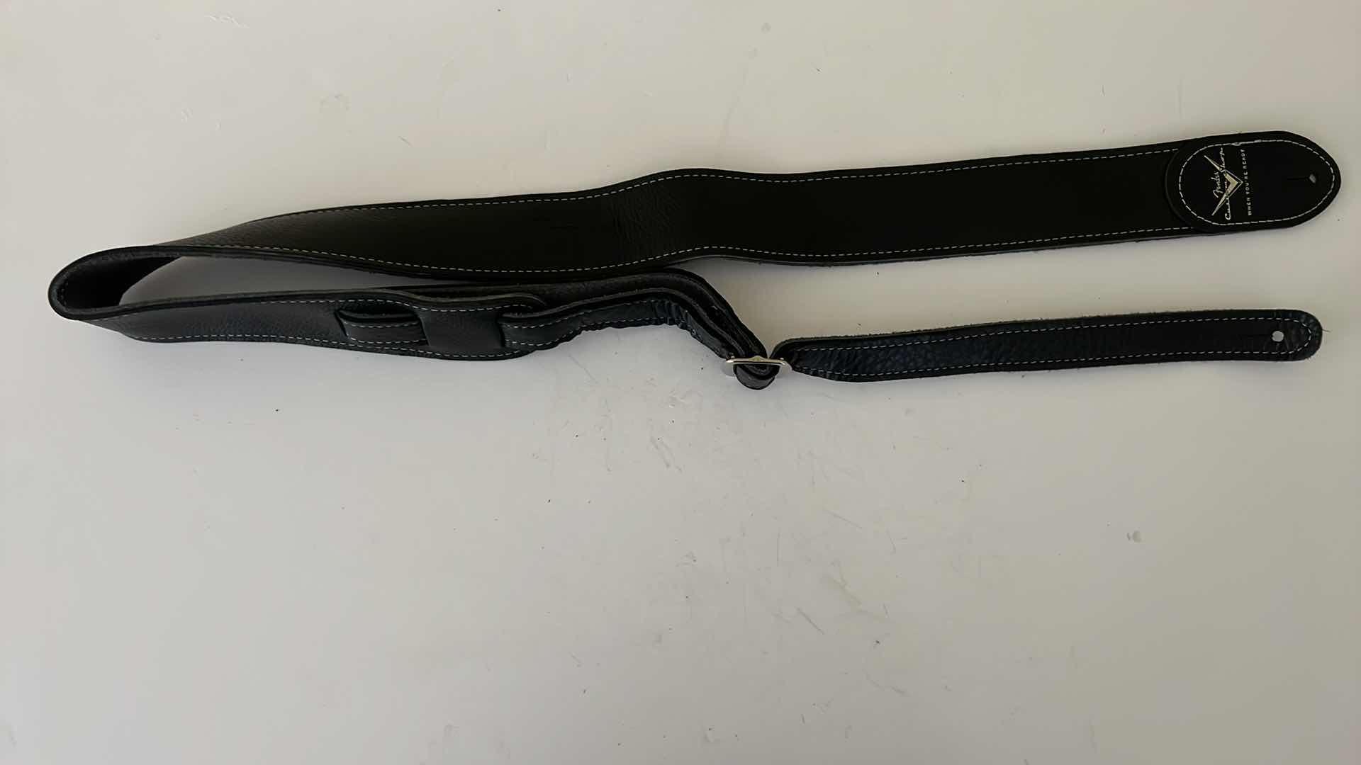 Photo 4 of FENDER BLACK LEATHER W SUEDE GUITAR STRAP