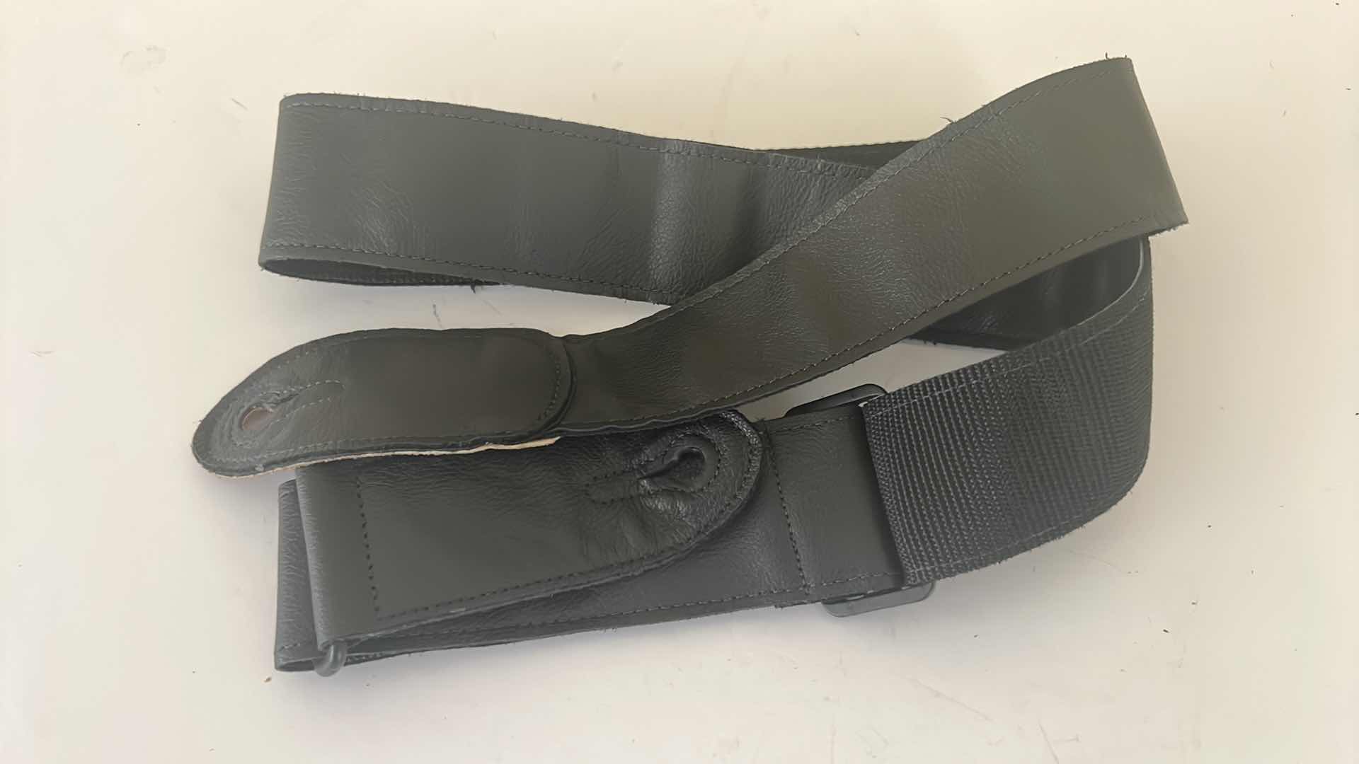 Photo 1 of GENUINE BLACK LEATHER GUITAR STRAP