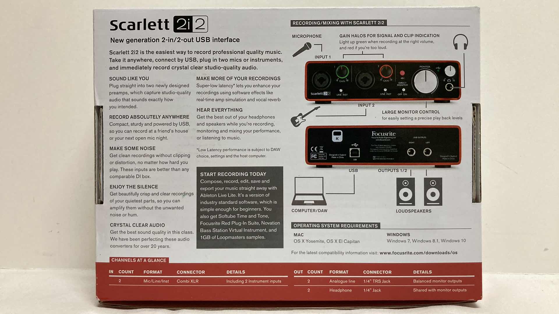 Photo 7 of FOCUSRITE NEW GEN 2 IN/OUT SCARLETT USB INTERFACE MODEL 2i2