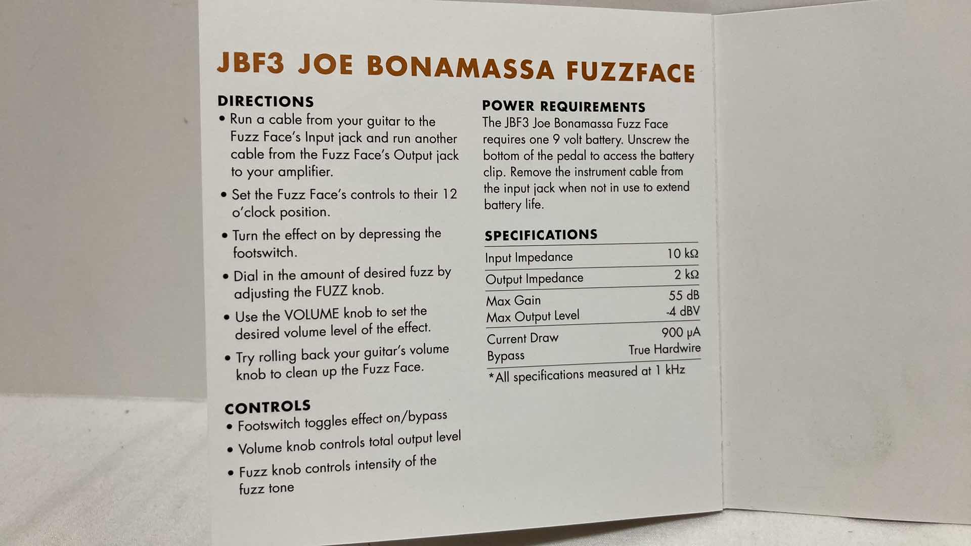 Photo 9 of DUNLOP MANUFACTURING JOE BONAMASSA FUZZFACE LIMITED RUN PEDAL MODEL JBF3 NO. 87/1000