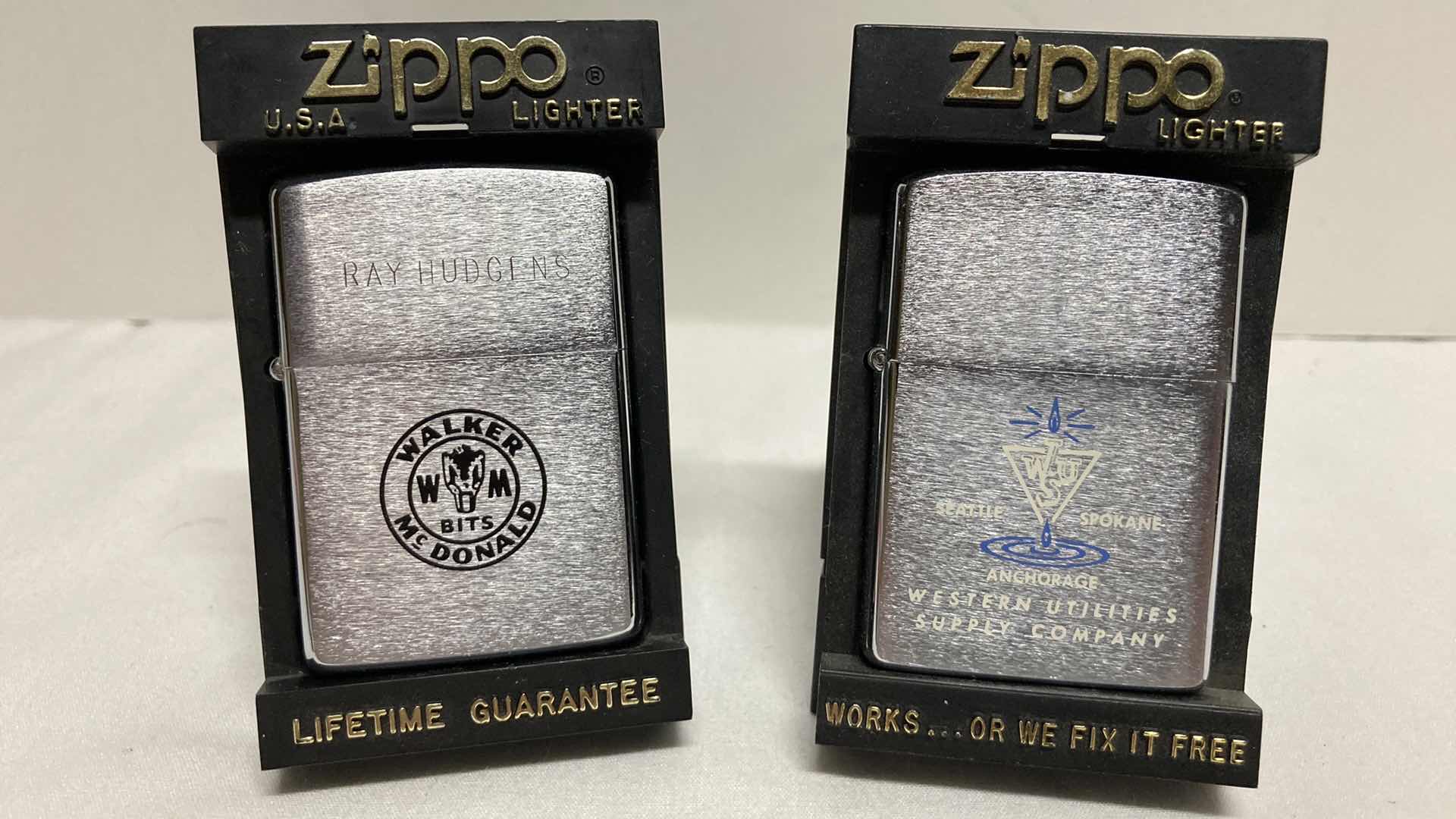 Photo 1 of ZIPPO WALKER MCDONALD LIGHER & ZIPPO WESTERN UTILITIES SUPPLY COMPANY LIGHTER W CASES