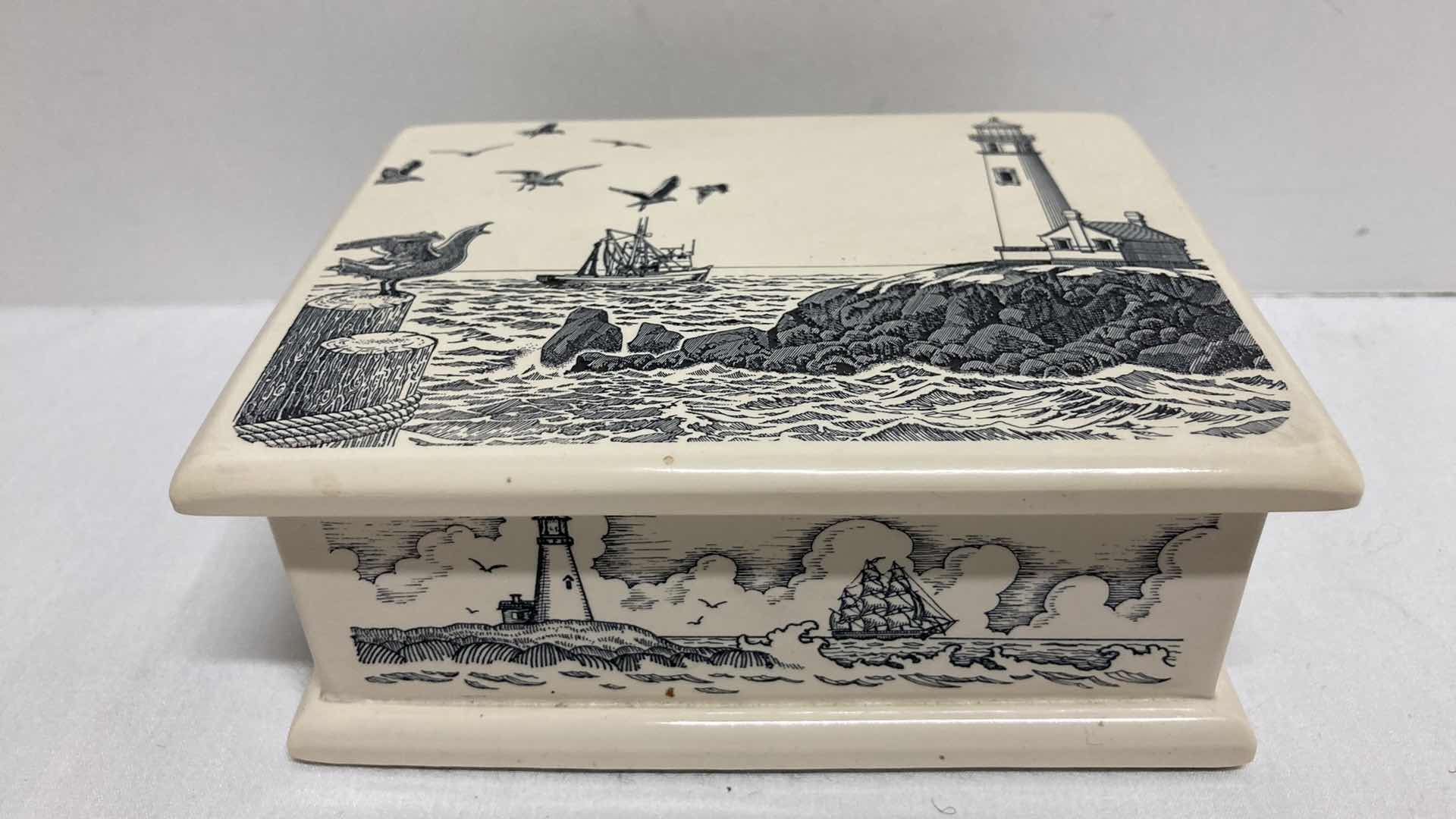 Photo 1 of NAUTICAL THEMED RESIN STOGIE BOX 5.5” X 4.5” H2.25”