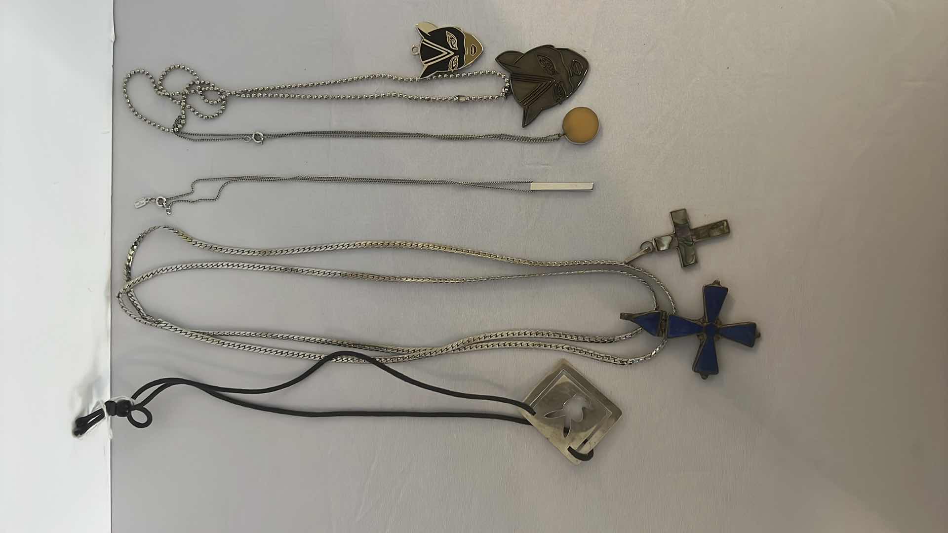 Photo 1 of 5-COSTUME JEWELRY NECKLACES & 3-NECKLACE PENDANTS (CROSSES, CATWOMEN)