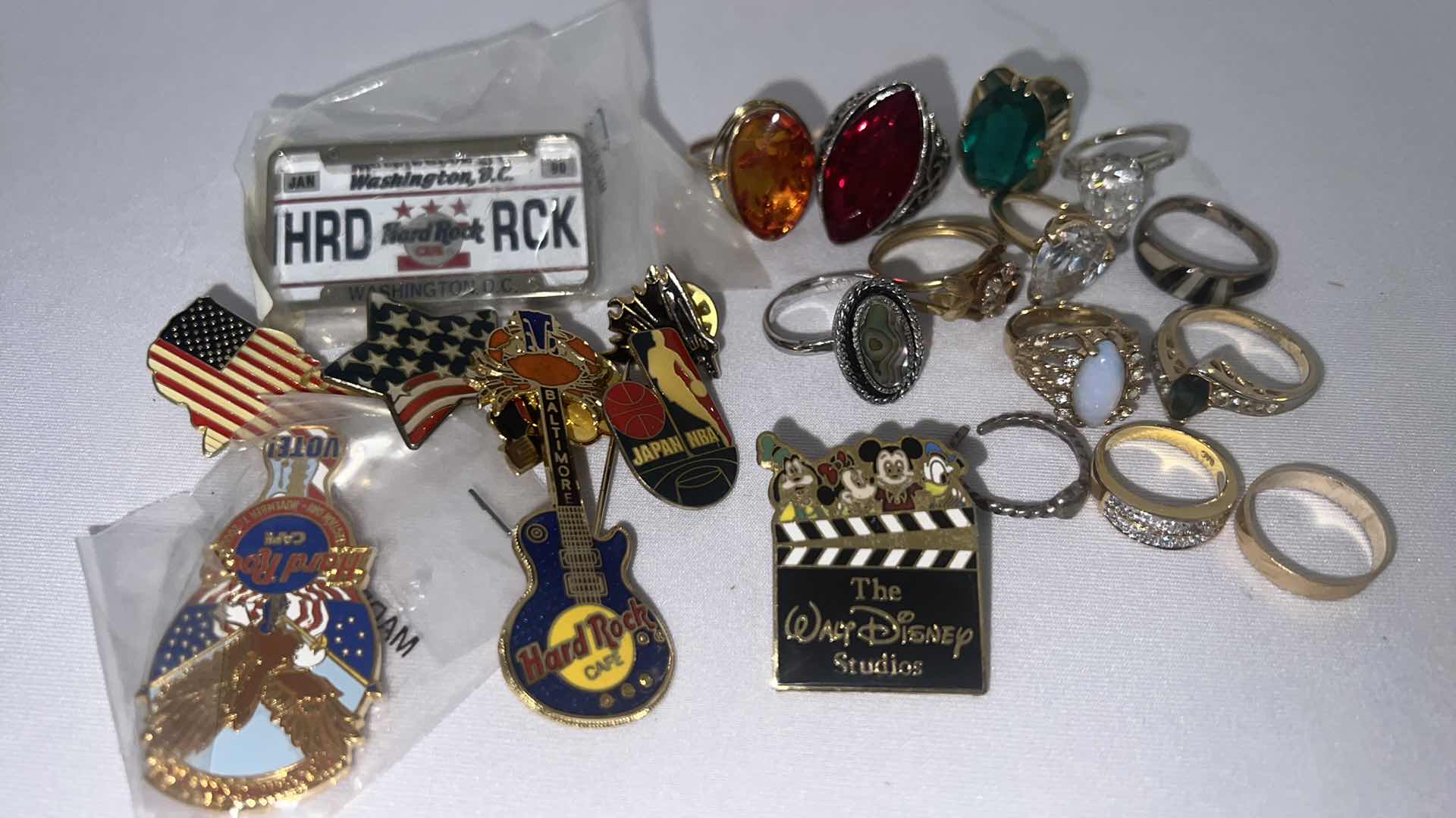 Photo 1 of 13-COSTUME RINGS, 9-COLLECTIBLE PINS