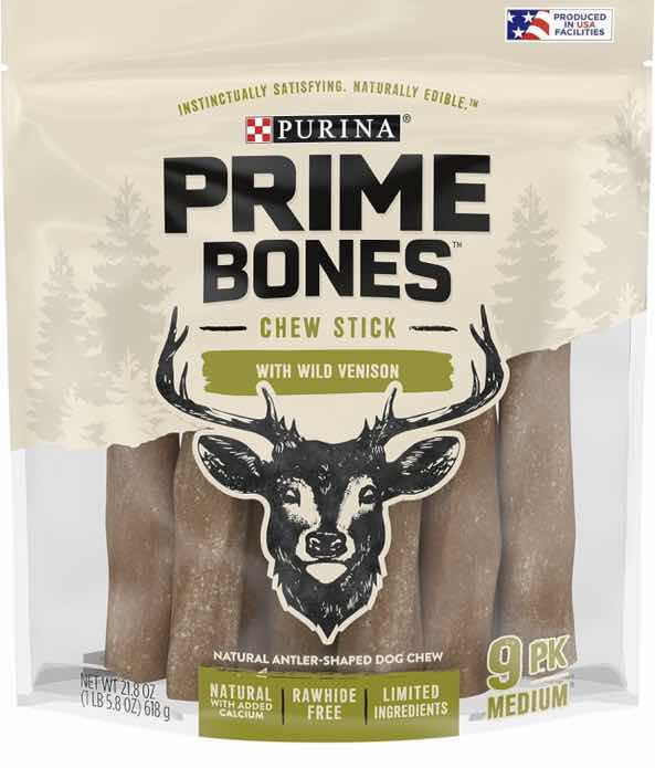 Photo 1 of 4-21.8 OZ POUCHES PURINA PRIME BONE “MEDIUM” WILD VENISON DOG CHEW STICK TREATS-RETAIL $60 EXP. 3/24