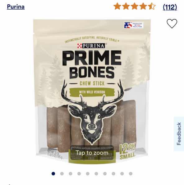 Photo 1 of 4-21 OZ BAGS PURINA PRIME BONES “SMALL” VENISON DOG TREATS-RETAIL $40  EXP. 3/24