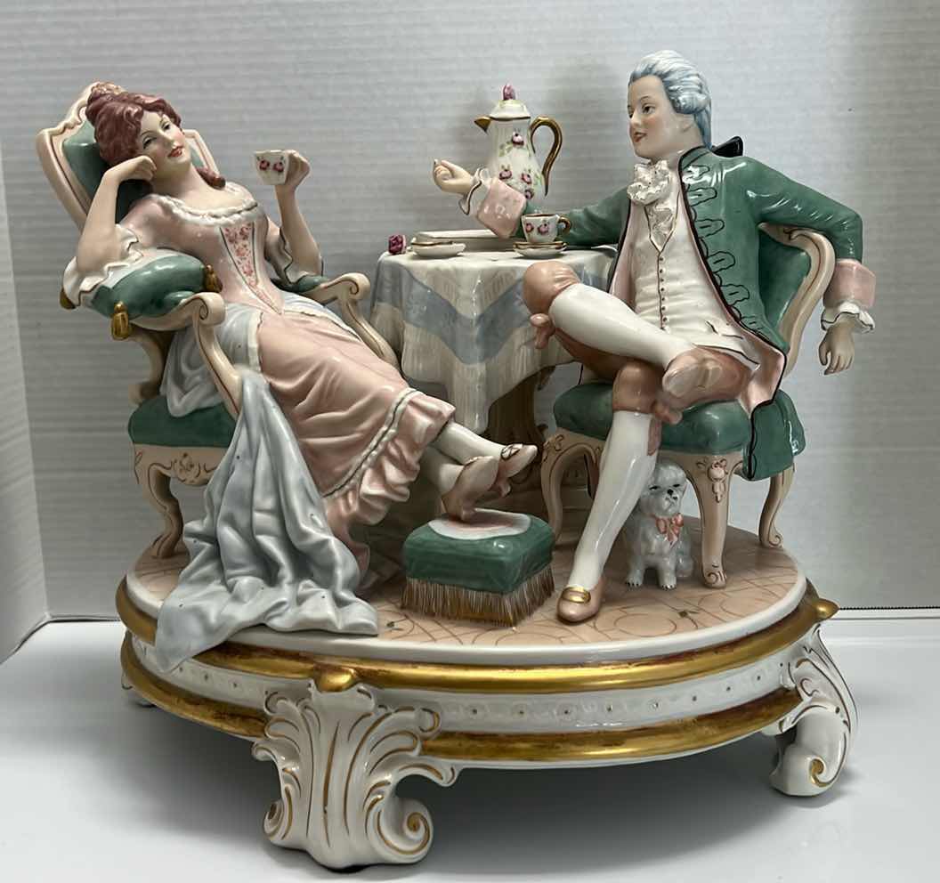 Photo 1 of COLLECTOR'S 1959 LARGE ROYAL DUX BOHEMIA CENTERPIECE "AFTERNOON TEA" PORCELAIN CZECHOSLOVAKIA FIGURE STATUE 