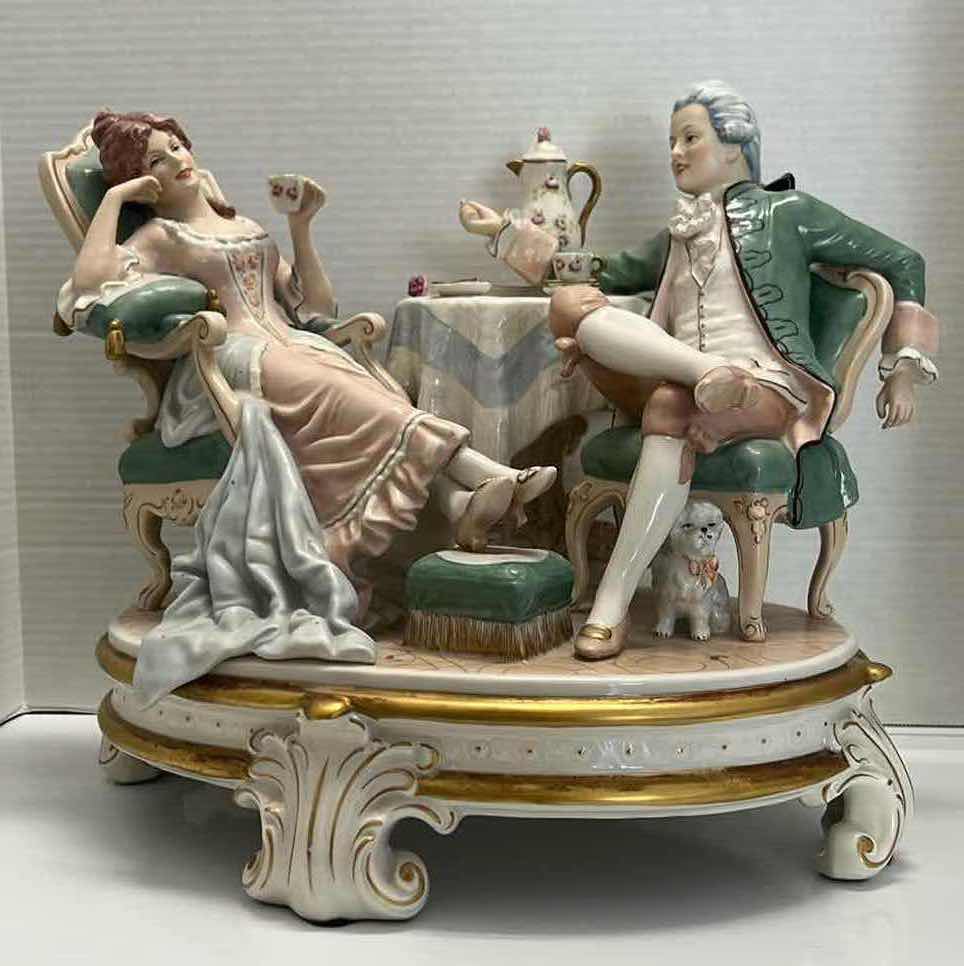 Photo 2 of COLLECTOR'S 1959 LARGE ROYAL DUX BOHEMIA CENTERPIECE "AFTERNOON TEA" PORCELAIN CZECHOSLOVAKIA FIGURE STATUE 