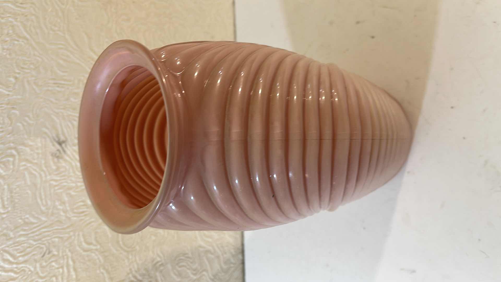 Photo 3 of ART DECO DRAPED PLEATED GLASS VASE  