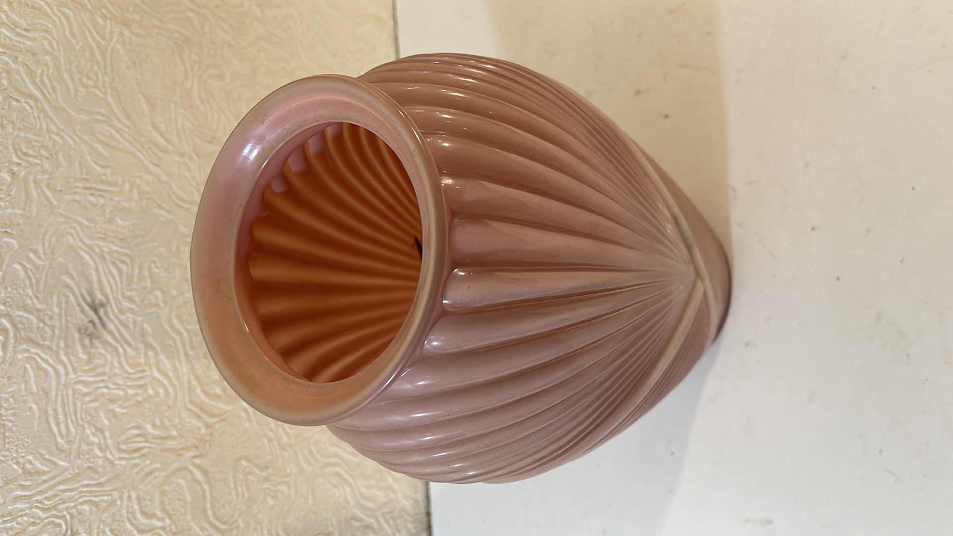 Photo 2 of ART DECO DRAPED PLEATED GLASS VASE  