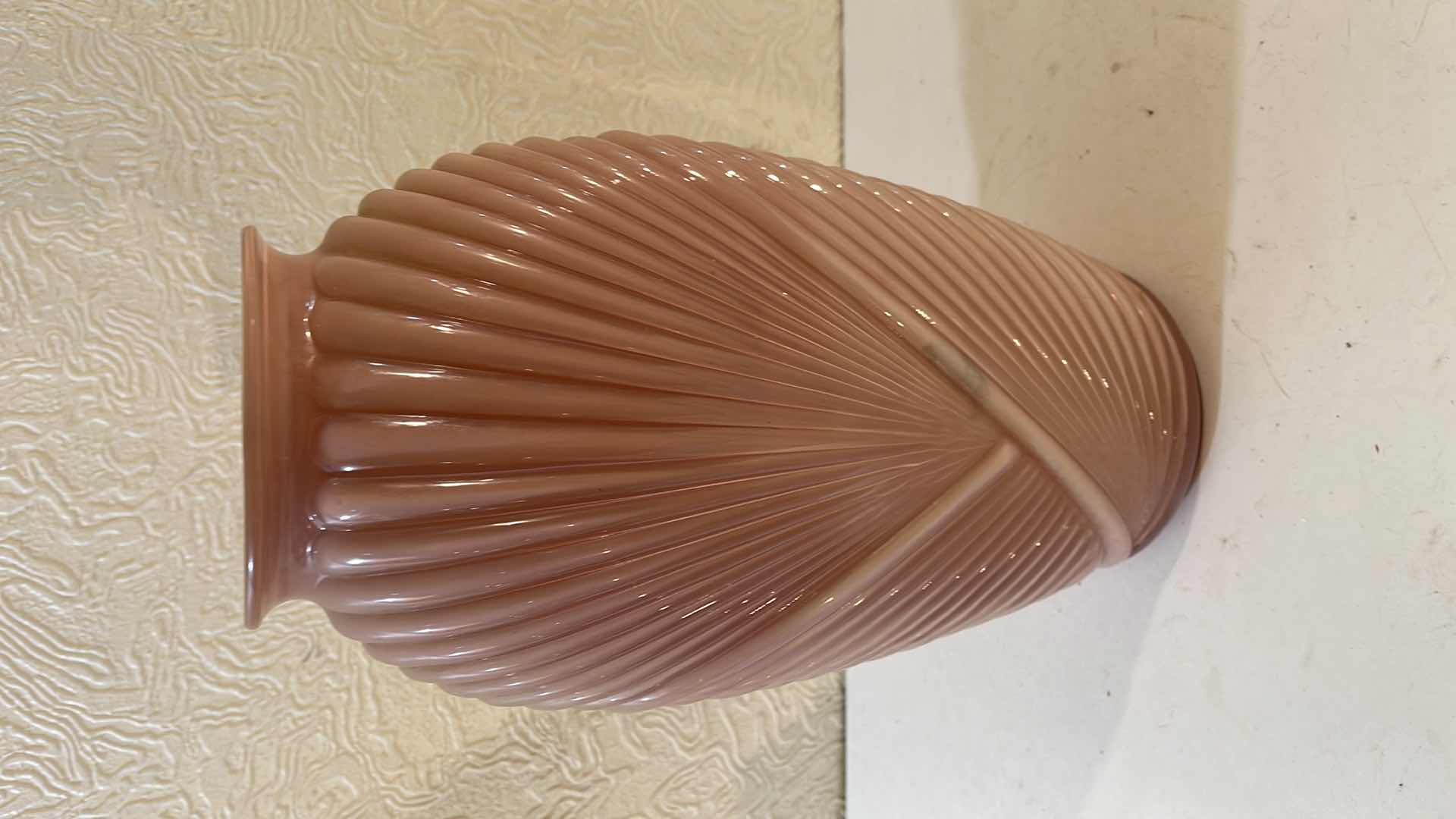 Photo 1 of ART DECO DRAPED PLEATED GLASS VASE  