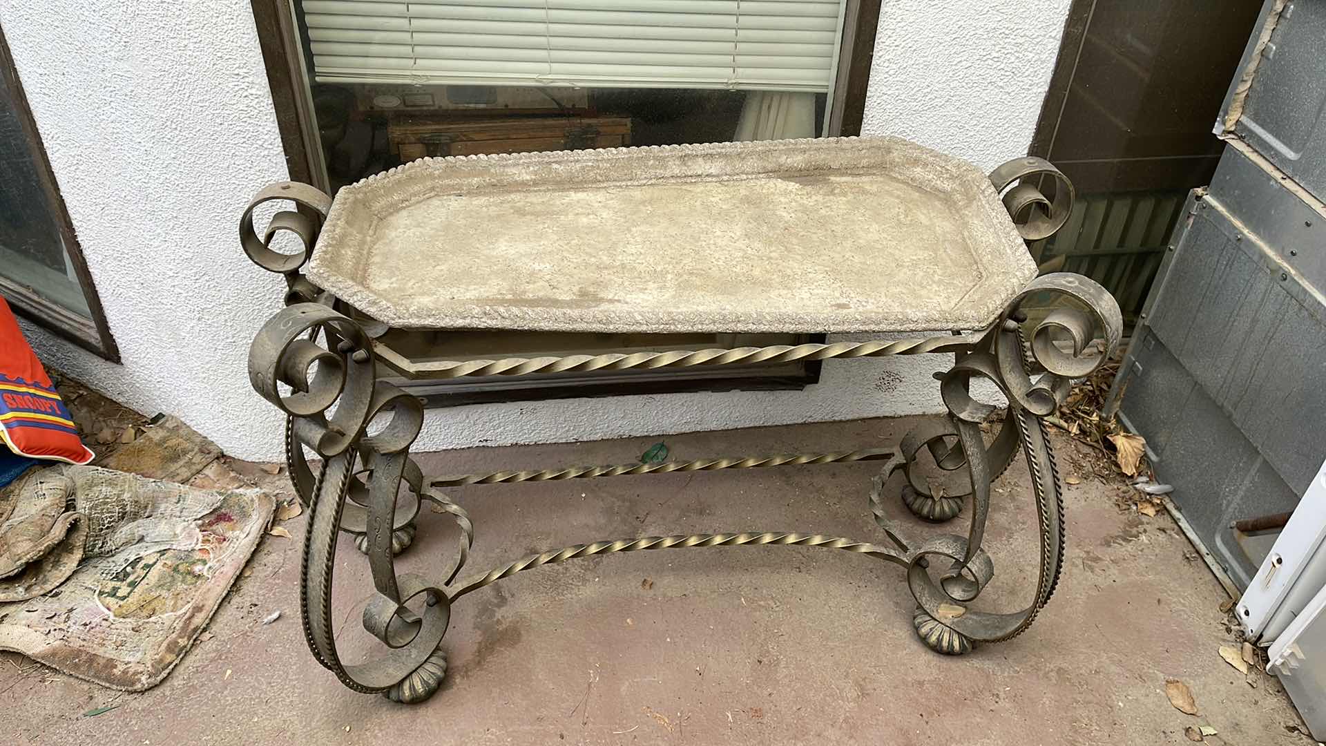 Photo 1 of BRASS BASE HALLWAY TABLE TOP COMES OFF / MATCHING COFFEE TABLE IN AUCTION 48”x 18” x 25”