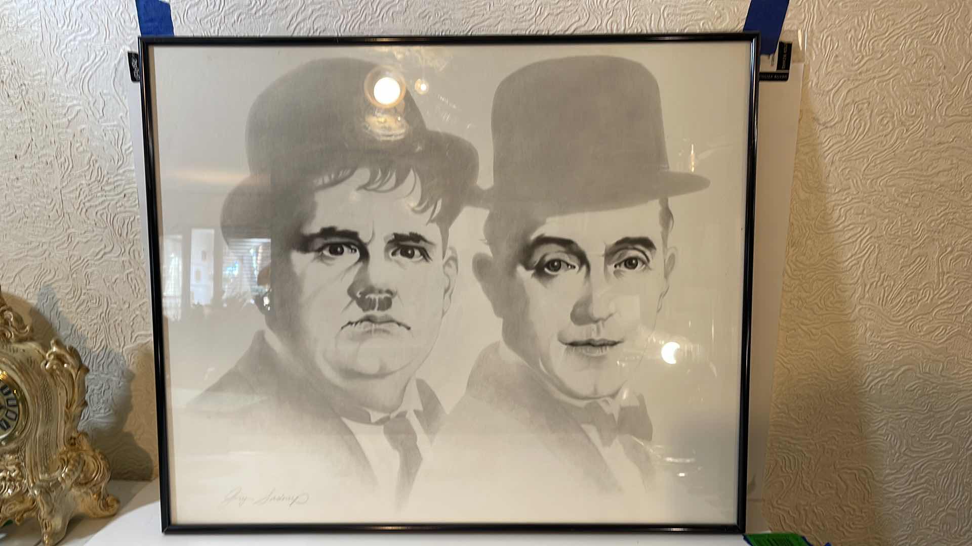 Photo 1 of GARY SADERUP SIGNED PRINT SKETCH OF LAUREL AND HARDY

