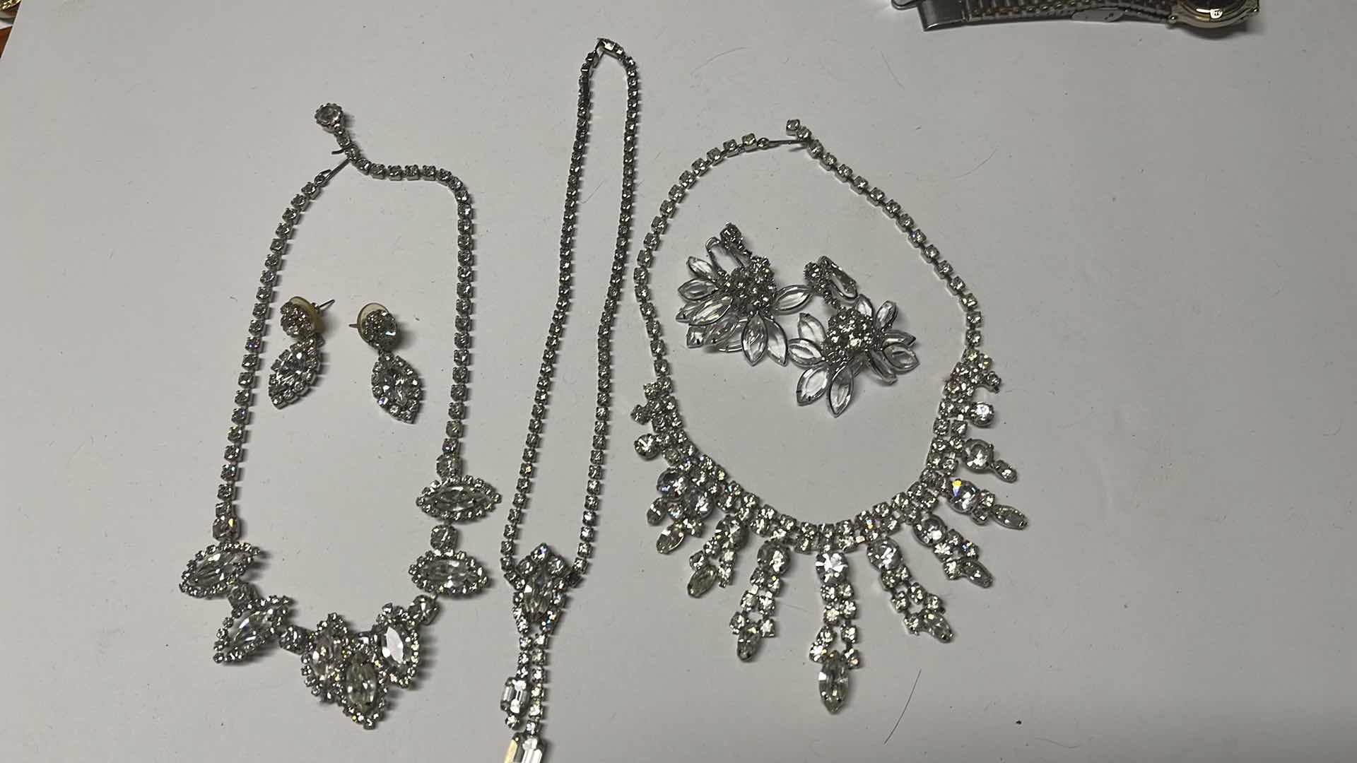 Photo 1 of VINTAGE RHINESTONE NECKLACES & EARRINGS