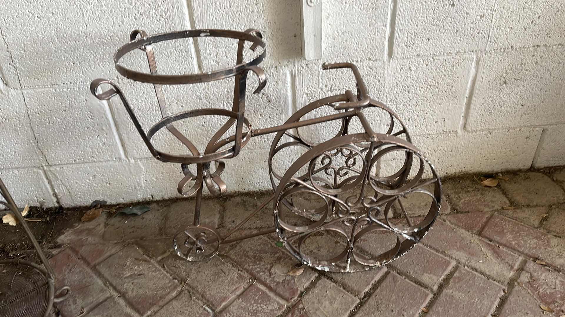 Photo 2 of VINTAGE WROUGHT IRON BICYCLE PLANT STAND & MORE